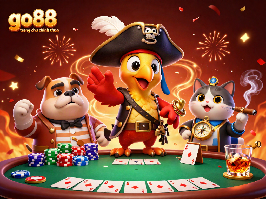 Experience vibrant gaming action at go88 trang chu chinh thuc with pirate-themed 3D illustration.