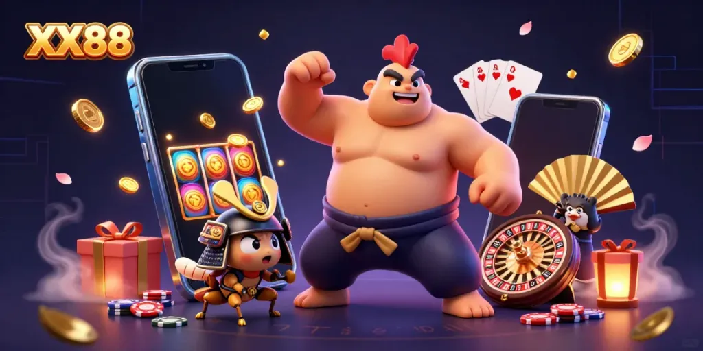 Experience thrilling gameplay at XX88 with colorful slot games and dynamic characters.