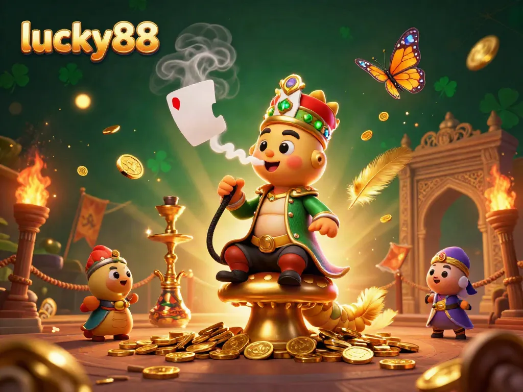 Engage with lucky88's thrilling gaming experience in an energetic 3D casino scene.