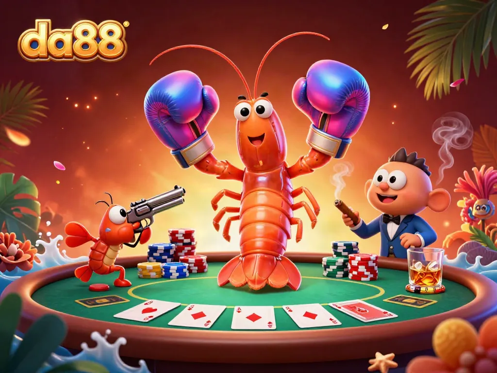 Experience casino excitement with da88, showcasing poker elements and vibrant sea characters.