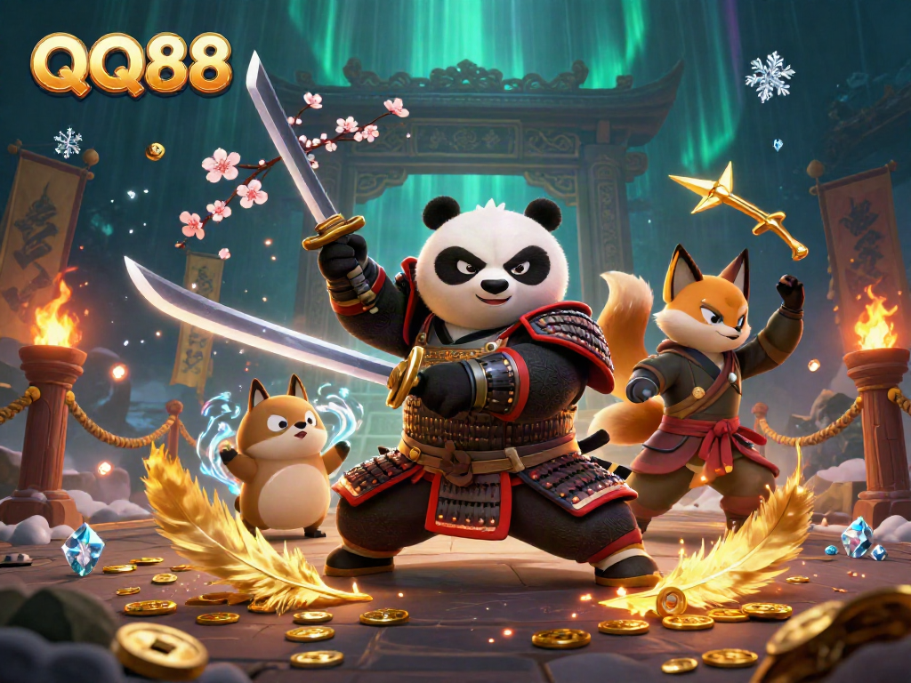 Experience thrilling adventures at QQ88 with vibrant characters and dynamic casino elements.