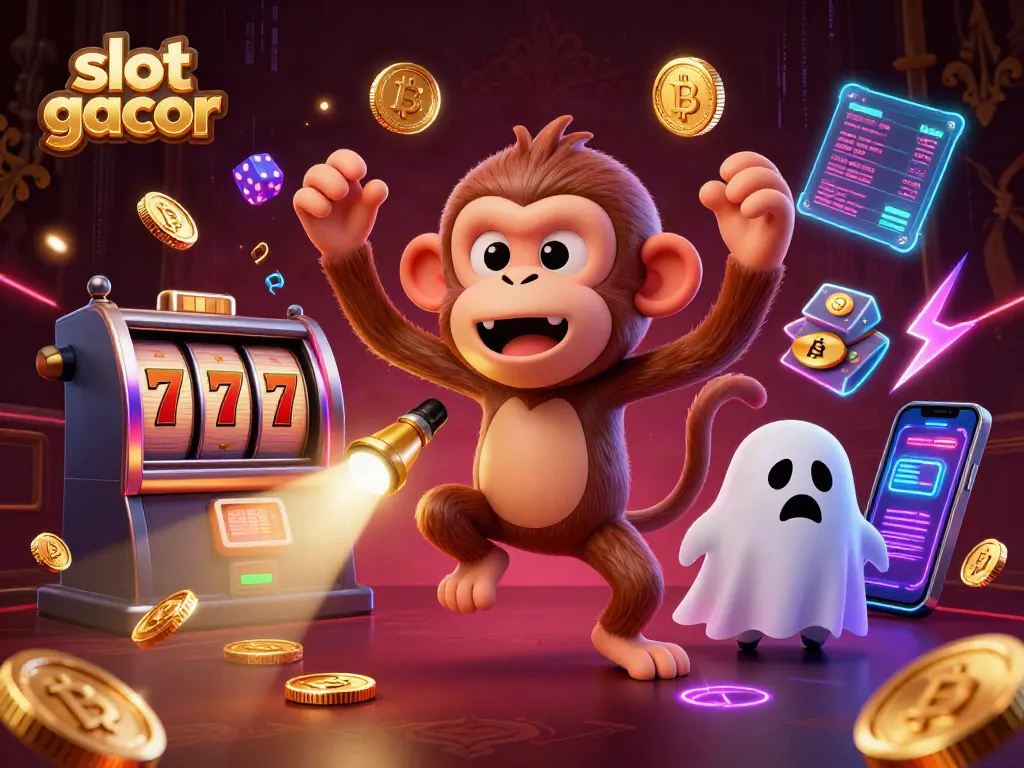 Experience top slot gacor thrills in this vibrant 3D casino scene with active gaming elements.