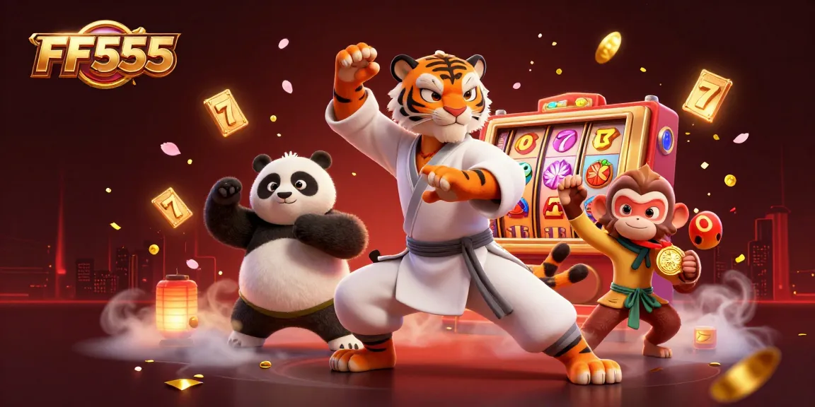 Engage with FF555's vibrant slot experience featuring kung fu characters amidst exciting game elements.