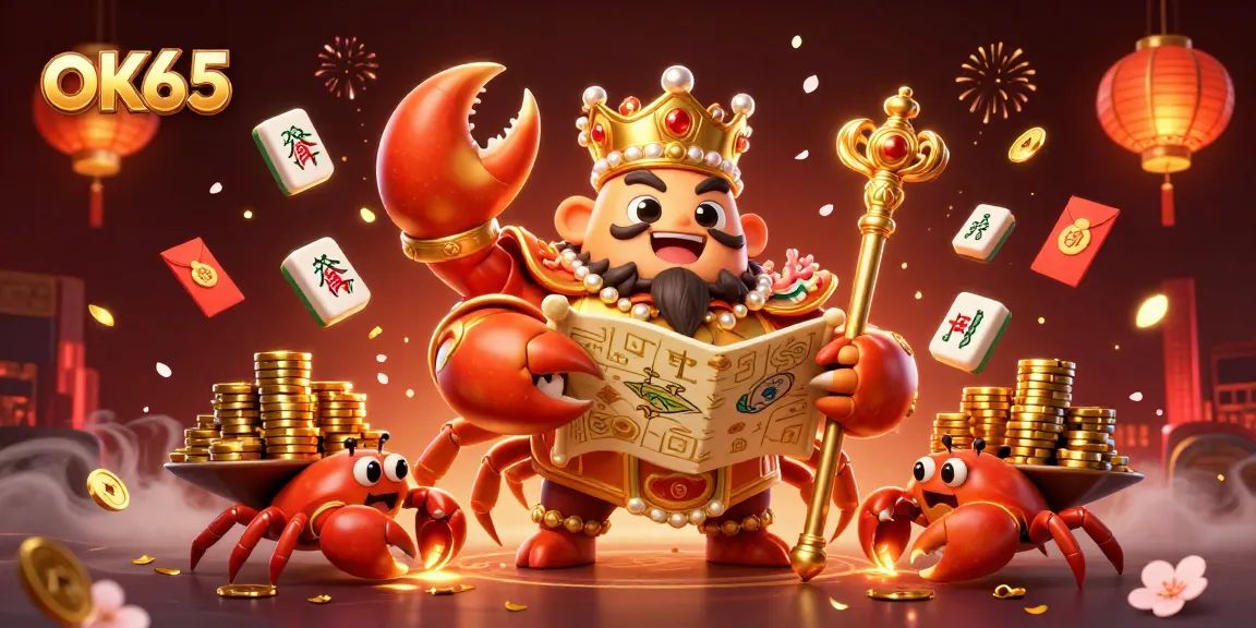 Engage with the vibrant scene of ok65's golden crab emperor amidst a lively casino atmosphere.